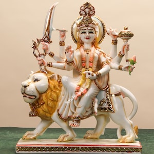 Maa Durga 30 cm Statue - Maa Jagdamba Idol - Löwe Adi Shakti Statue - Ma Amba Figur - Maa Yogini Statue - Hinduistische Göttin Statue -