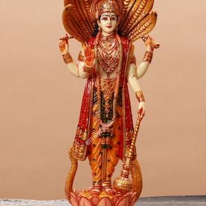Bhagwan Vishnu Statue - Lord Vishnu Idol - God of Protection - Lord Narayana - Standing Vishnu Idol - Cultured Marble Vishnu - Hari Narayan