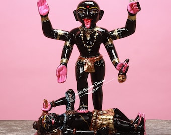 Iskon Maa Kali Statue - 12&quot; Mother Kalika Sclutpure - Black Look Aadi Shakti Figurine - Parashakti Moorti - Durga Idol - Hindu Goddess Deity