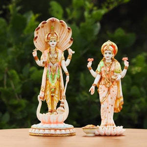 Lord Vishnu Lakshmi Idol - Narayana Laxmi Figurine - Satyanarayan Bhagwan Moorti - Laxminarayan Sculpture - Hari Statue - Jagannath Murti