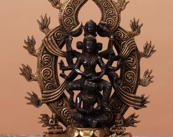 Estatua de latón Kamakhya Devi - Acabado antiguo negro Devi Maa Idol - Figura de la diosa hindú - Aadi shakti - Parashakti - Escultura Durga - Regalo