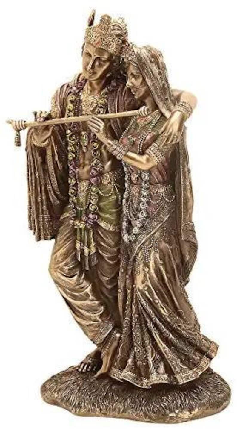 Radha Krishna Statue – Radharani Govinda Idol, Hindu Figurine image 2