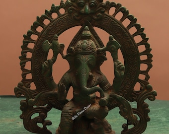 Lord Ganesha Statue - Antique Finish Brass 6.5" Bhagwan Ganpati Idol - Deva Gajanan Figurine - Ganesh Deity - Elephant Head God Sculpture