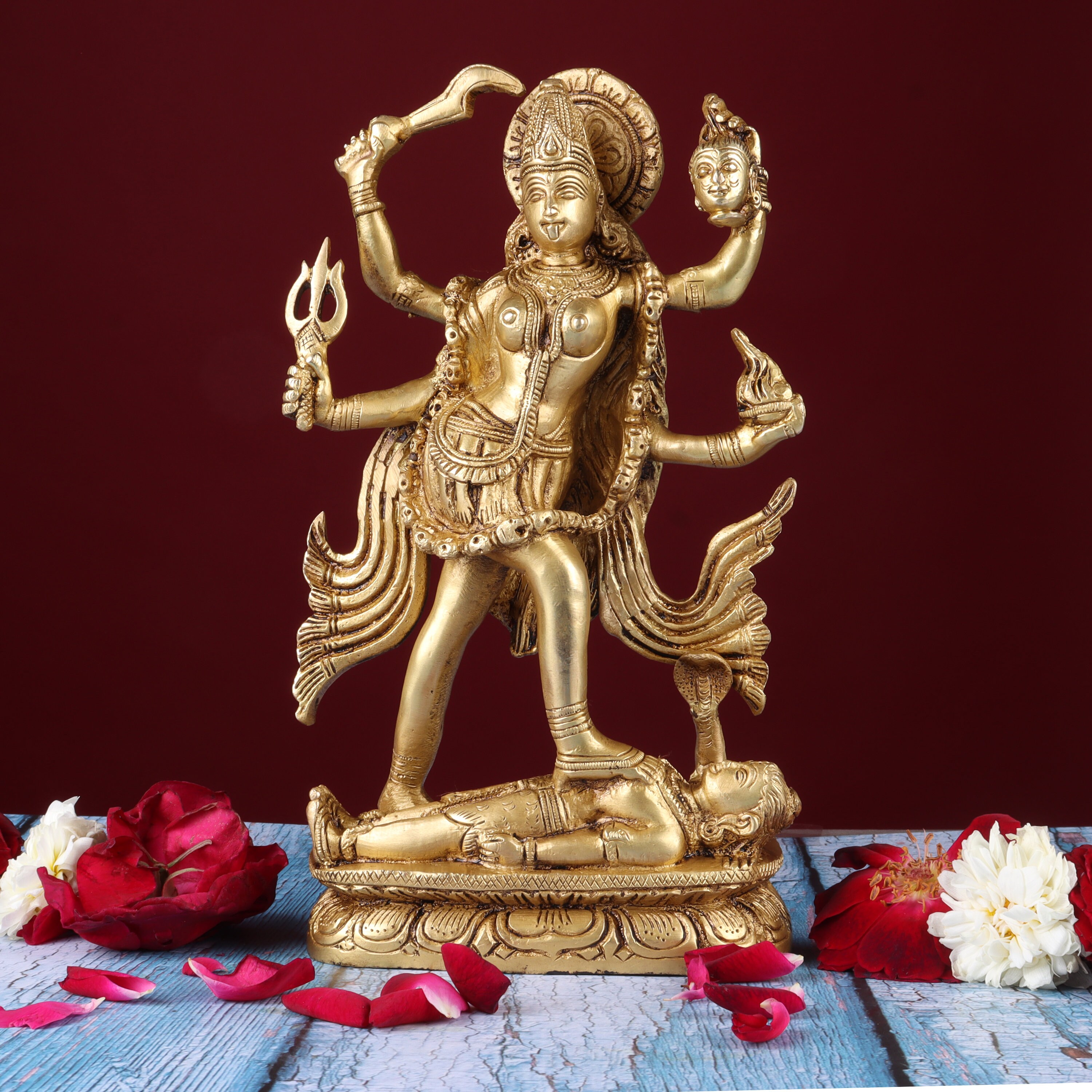 真鍮製 マア カーリー像 10インチ マザー カーリー 彫刻 シヴァ神