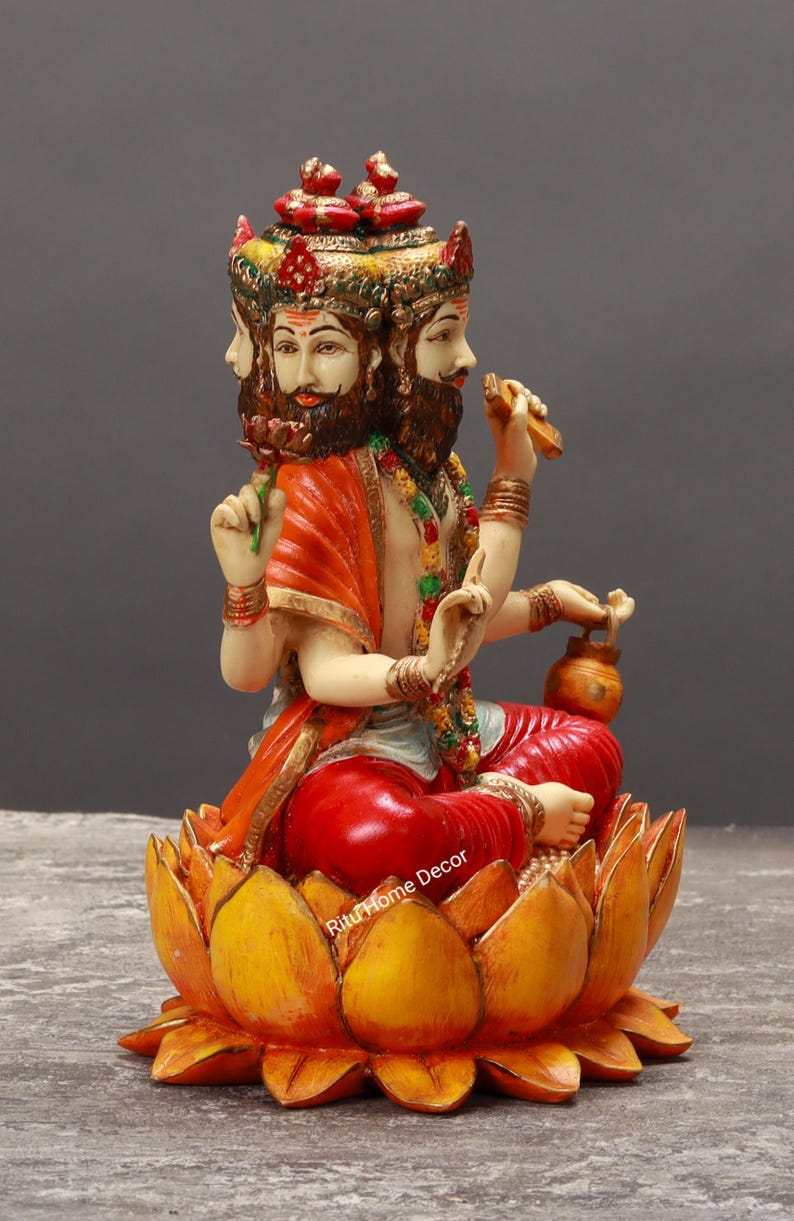 Lord Brahma Statue - Antique Finish Creator of Universe - Brahmdev Idol ...