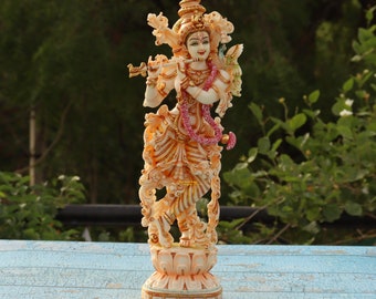 Señor Krishna, ídolo de Kishna multicolor grande de 37 cm, estatua de Dios Gopala, Govind, estatuilla de dios religioso hindú, deidad de Girdhar, estatua de Krsna, Shyam