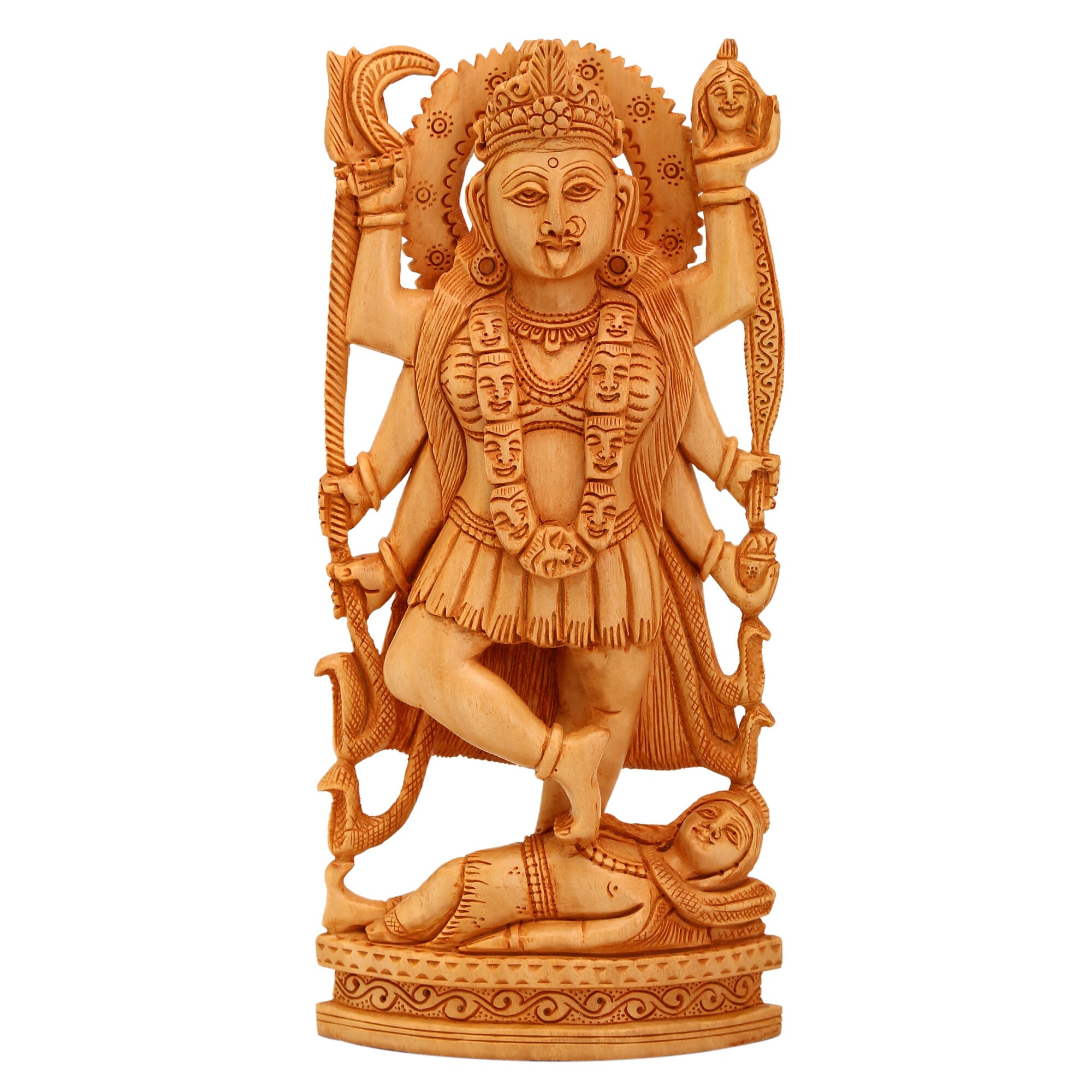 Wooden Goddess Kali Statue Devi Maa Kalika Idol Hindu Etsy