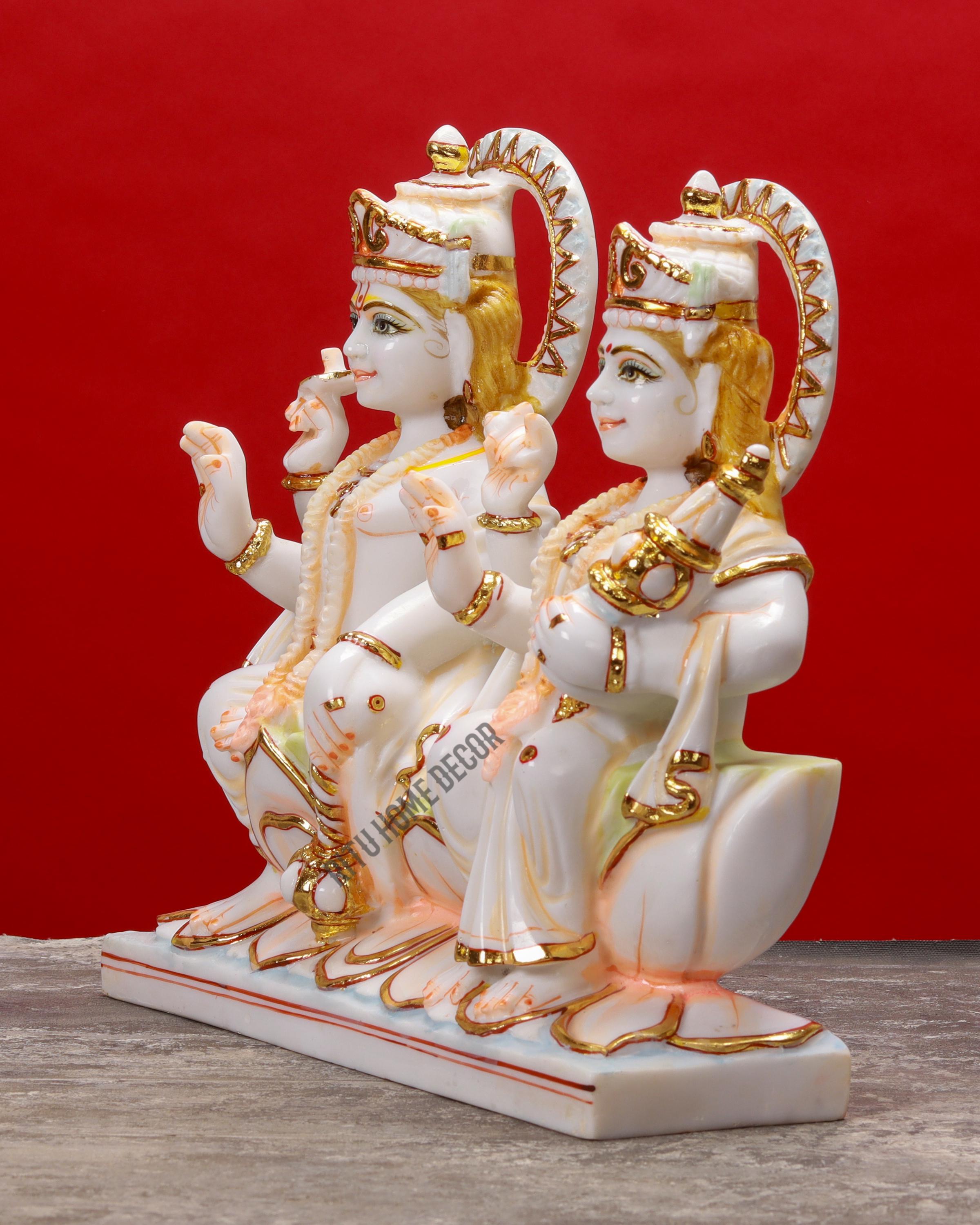 【健康・長寿・子宝】 瑪瑙⭐️月⭐️白シュガー⭐️トルマリン共生⭐️台座付き N111 Lord Vishnu Lakshmi Idol -12