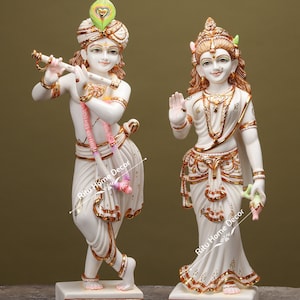 Radha Krishna Statue - Radhika Madhav Deity - Gopal Gopi Sculpture - God Idols For Worship - Shyam Shyama Idol - Home Temple Sculpture