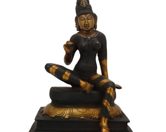 Brass Devi Parvati Statue - Maa Gauri Idol - Devi Shakti Statue - Antique Finish Parvati Statue - Vedic Art Creations - Diwali - Vedas God