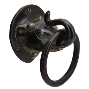 Brass Elephant Head Door Knocker - Vintage Look Door Knocker - Solid Brass Door Décor - Gift Souvenir Décor - Gate Decoration - Good Luck