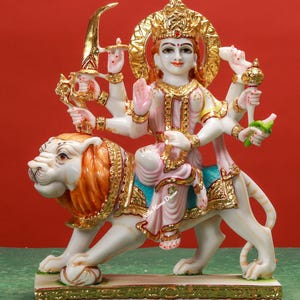 Maa Durga 30 cm Statue - Maa Jagdamba Idol - Löwe Adi Shakti Statue - Ma Amba Figur - Maa Yogini Statue - Hinduistische Göttin Statue -