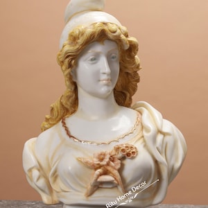 Lady Bust For Home Decor - European Art Figurine In Culture Marble - Hand Painting Work Figurine - Home Decoration Art Work Sculpture - Idol