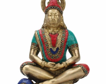 Messing Lord Hanuman Statue - 12 Zoll Bajrangbali Figur