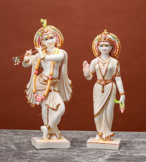 ラダ・クリシュナ像 - 18インチ ギルダール・ゴパール彫刻 - 神の恋人