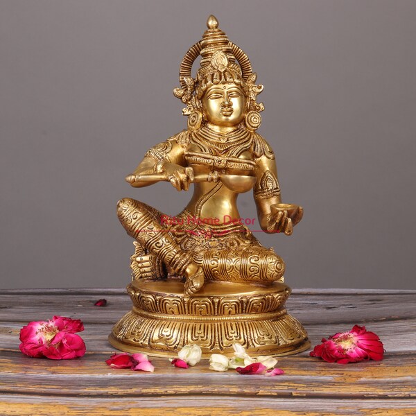 Estatua de la diosa de latón Annapurna Devi - Diosa hindú de la nutrición - Fortuna - Maa Parvati Idol - Figura Adi Shakti - Anpurna Maa Murti