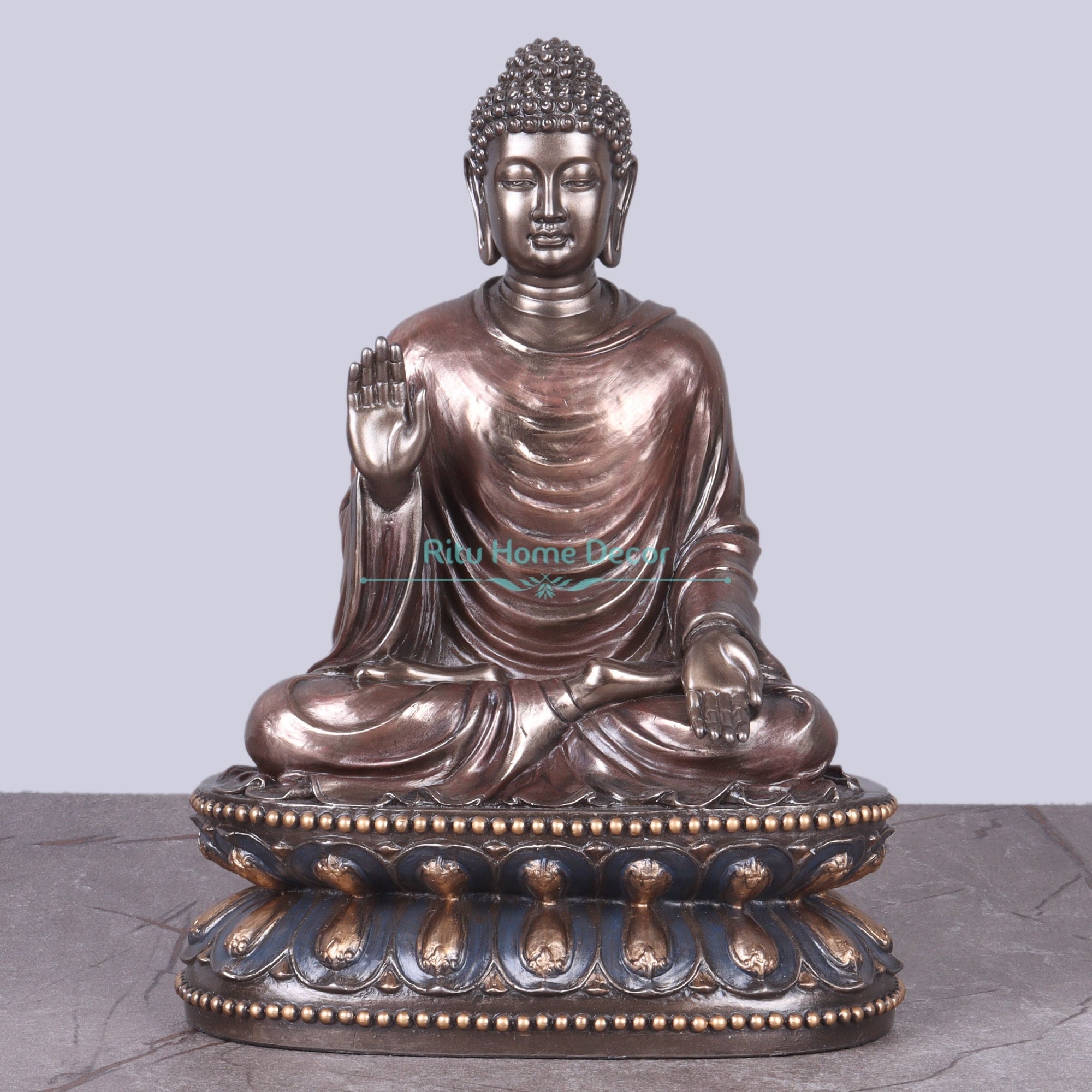 仏陀像 - 寺院用仏像 - 9インチ座像 - 恐れ知らずの釈迦牟尼仏坐像