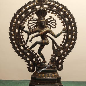 Lord Natraj Statue - Mahadev Sculpture For Home - Antique Finish Shiva Dancing Idol - Divine Dance God Deity - Shankar Bhagwan - Hindu God