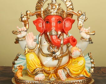 Gran estatua de Ganesha: escultura del dios hindú con cabeza de elefante de 30 cm (12 pulgadas).