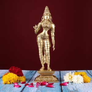 Divine Brass Sculpture of Parvati Indian Goddess of Fertility