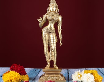 Brass Goddess Parvati Statue - Maa Gauri Idol - Maa Adishakti Figurine -  Hindu Goddess Idol - Lord Shiva Wife Idol - Goddess Of Devotion