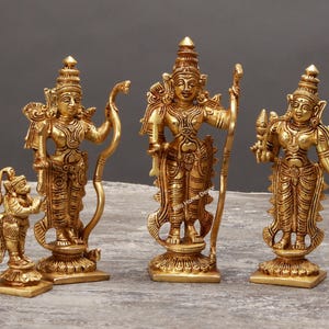 Brass Lord Ram Darbar Statue -  Ram Sita Sculpture - Rama Family Statue - Religious statuary - Ram Chandra Parivar Idol - Ram Janki Effigy