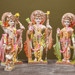 Lord Rama Darbar Sculpture - Bhagwan Ram Statues - Ram Sita Lakshman Hanuman Idol - Deities For Home Temple - Adipurush Rama Idol - Gift