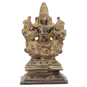 Lord Vishnu With Bhudevi & Sreedevi Idol - Brass Vishnu Lakshmi Sculpture - Laxminarayan Figurine - Religious Idol - Indian God Statue Gift