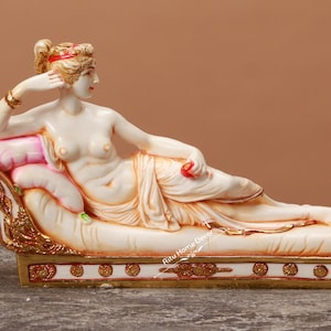 Beautiful Women Resting On Sofa Statue - Roman Style Figure - Home Decor - Handwork Art For Decoration - Culture Marble Lady Sculpture Gift