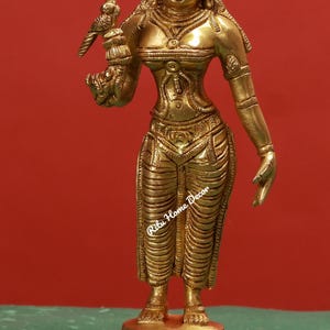 Brass Meenakshi Amman Idol - Andal Devi Statue 8" – Hindu Goddess Figurine