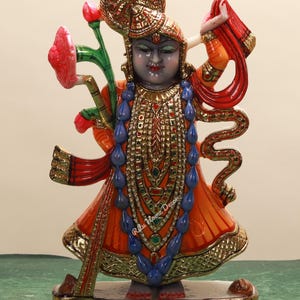 Lord Srinathji Idol - Culture Marble Lord Vishnu Figurine - Hindu God Statue - Hari Sculpture - Sri Krishna Childhood Idol - Gopala - Home