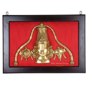 Brass Tirupati Balaji Bust Frame, Big Size Brass Balaji 18.5 inch, Tirupati Balaji Figurine - Form of Vishnu - Venkata Statue - Srinivasa