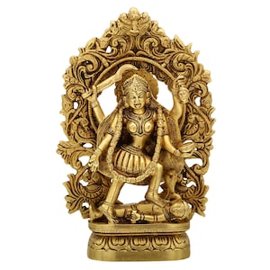 Brass Kali Statue - Kalika Shiva Sculpture - Maa Kali 8.3&quot; Figurine - Mother Kali Deity - Tantra Goddess Figure - Tantric Ritual God Statue