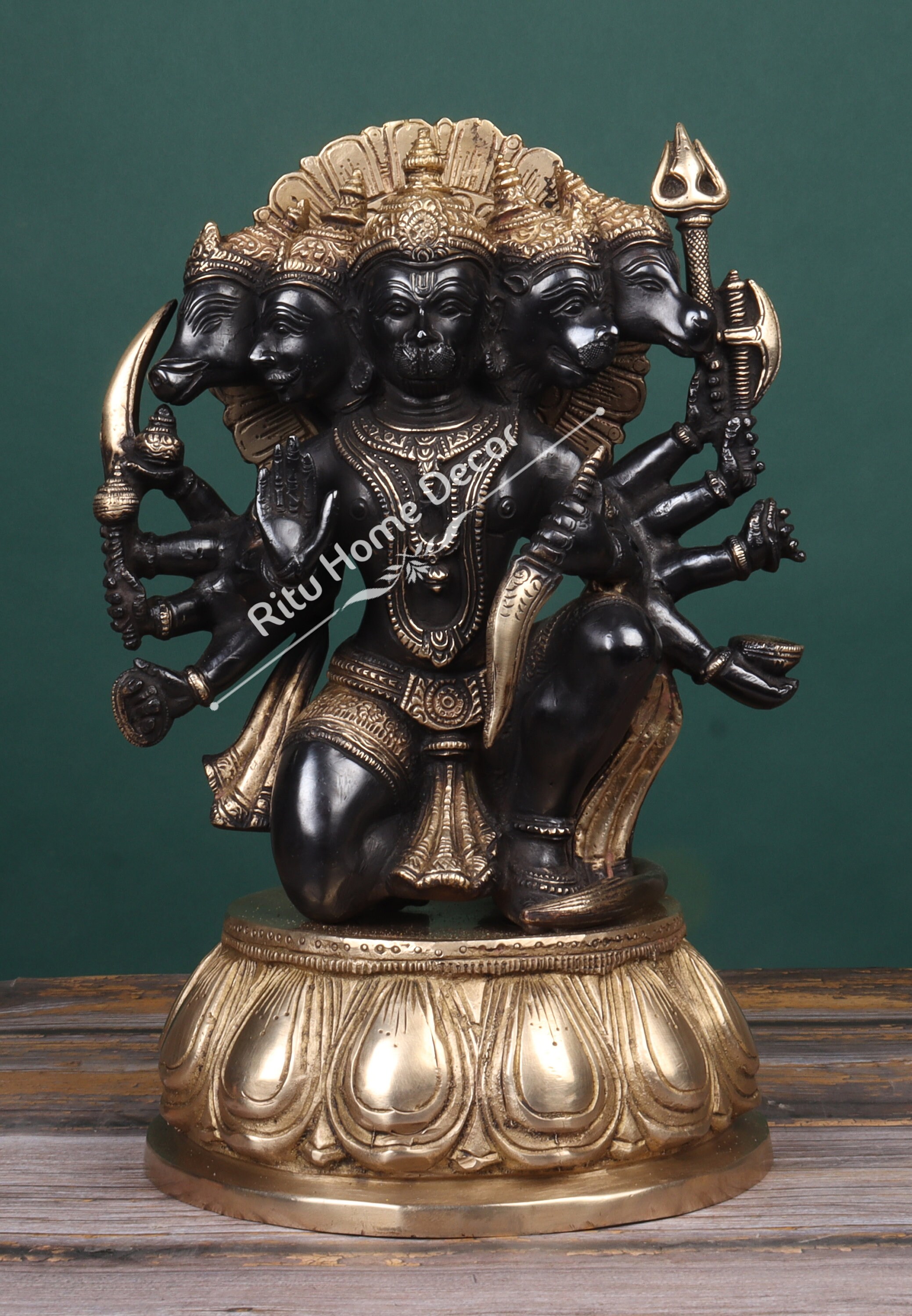 Yellow Panchmukhi Hanuman Panchdhatu God Idol By JY910 at