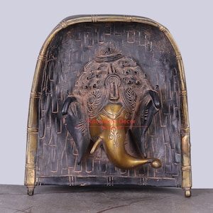 Brass Lord Ganesh Wall Hanging - Ganpati Wall Decor - Ganesha Sculpture - Elephant Head God - Prosperity - Wealth - Home Temple Decor - Gift