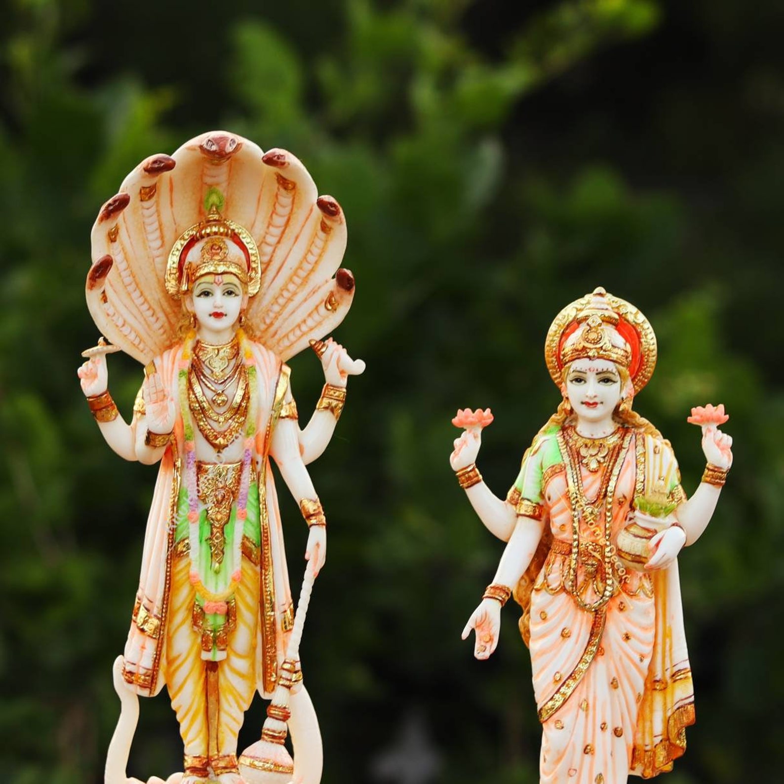 Lord Vishnu Lakshmi Idol Narayana Laxmi Figurine Etsy