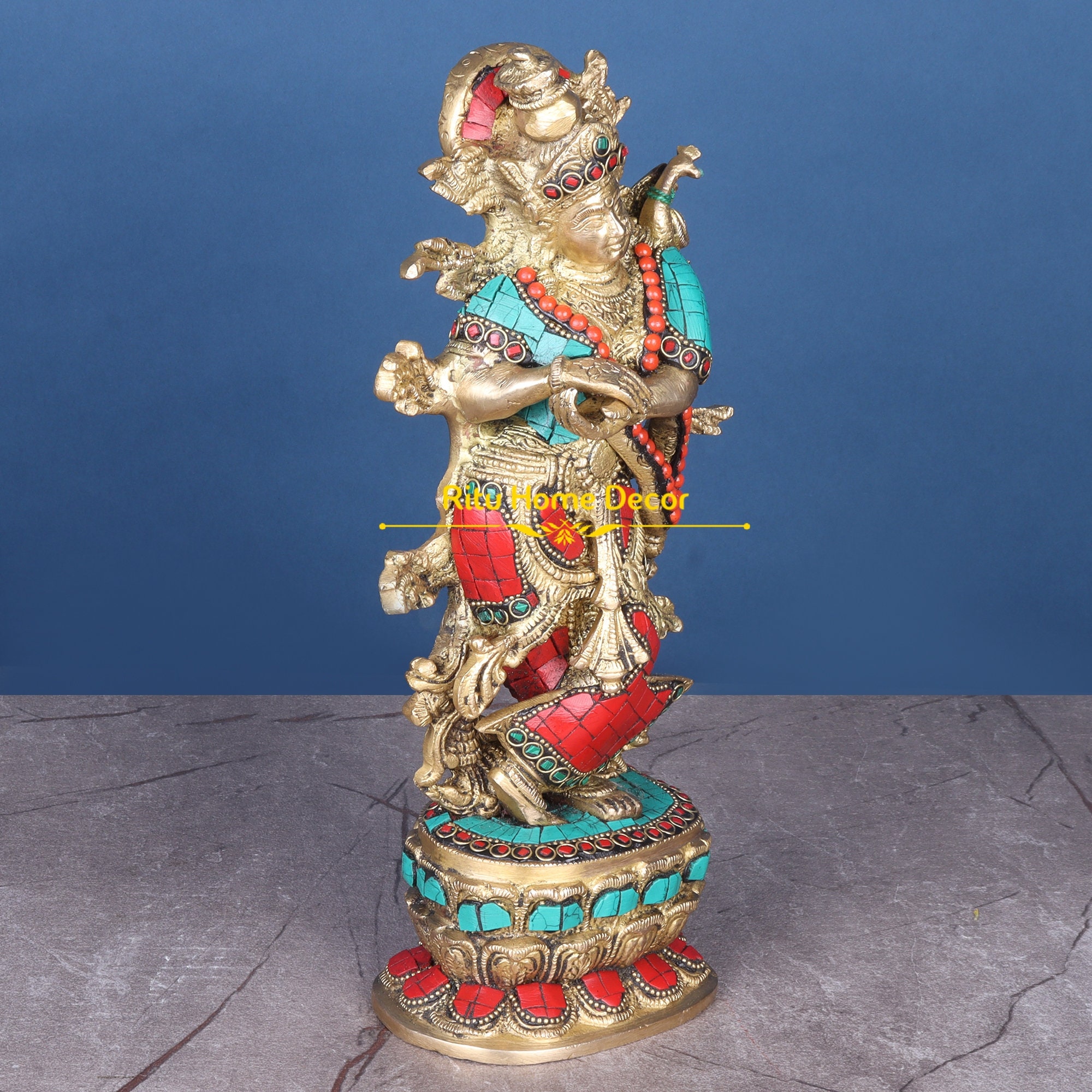 Buy Brass Mart Asta Dhatu Vrindavan 8 Metals Made Brass Standard Size Black Krishna and Golden Radha Idol/Jugal Jodi Idol for Home Temple (10cms) Online at Low Prices in India