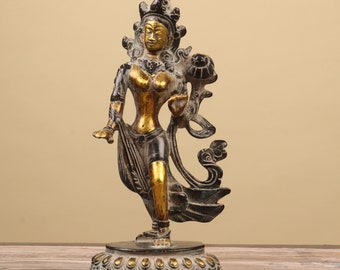 チベット仏教　仏像　女神像　台付き Amazon｜頭の彫刻像 チベット仏教ギルドブロンズ8本腕観音菩薩