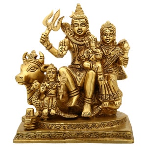 Statue de la famille Shiva du Seigneur Shiva en laiton - Shiv Parvati Ganpati Kartikeya Idol - Shankar Sculpture - Shiv Panchayat Figurine - Shiva Shakti Moorti