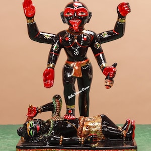 Iskon Maa Kali Statue - 30,5 cm Mutter Kalika Sclutpure - Schwarze Aadi Shakti Figur - Parashakti Moorti - Durga Idol - Hinduistische Göttin Gottheit -