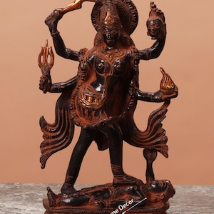 Messing Maa Kali Antiqu Finish Statue 10 &quot;Mutter Kalika Sclutpure Shiva Deity Indische Hindu Gottheit Figur Deity Schrein Kunst Geschenk Souvenir Durga