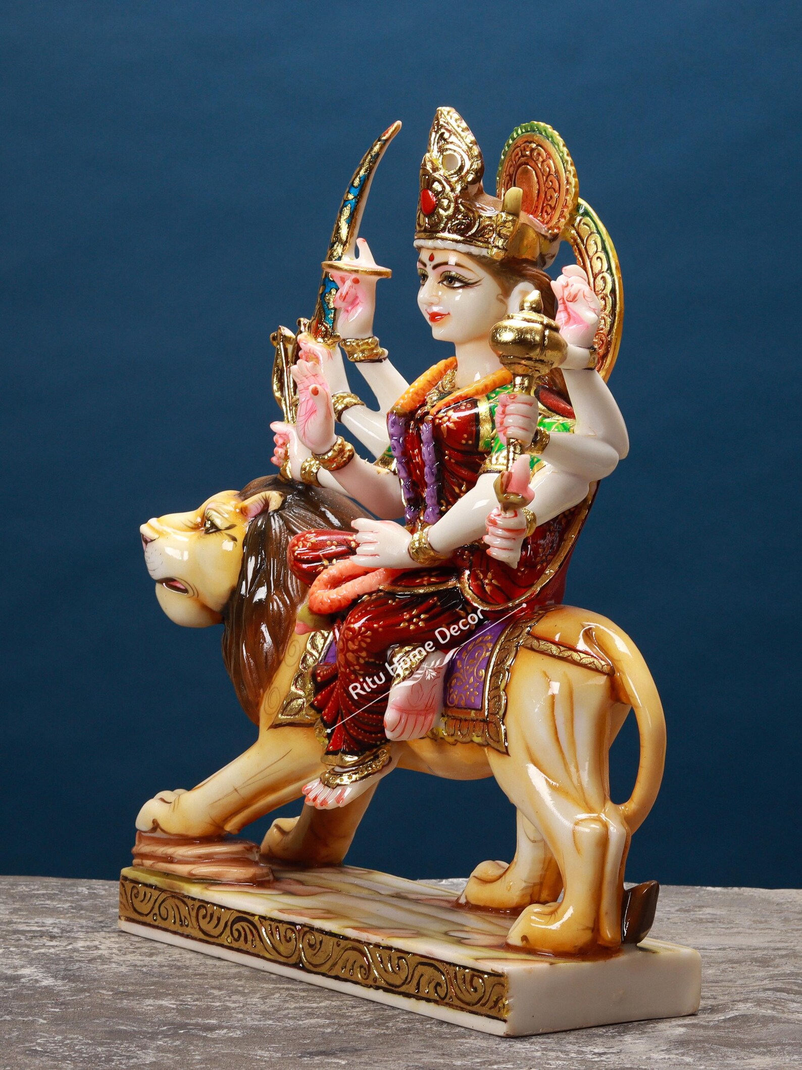 Maa Durga 18 Statue Maa Jagdamba Idol Lion Mount Adi Shakti Statue Maa Durga 18 Statue Maa Jagdamba Idol Lion Mount Adi Shakti Statue