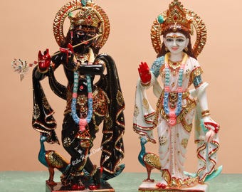 Radha Krishna Statue - 45 CM Dust Marble Radha Kishna Murti - Girdhar - Gopal - Murari Sculpture - Narayan Deity - Shayam Shayama  Deity