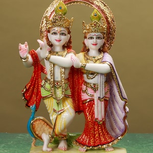 Radha Krishna Statue - 11&quot; Radhika Madhav Deity - Gopal Gopi Sculpture - Hindu Love Symbol - Shyam Shyama Idol - Govinda Radharani Idol
