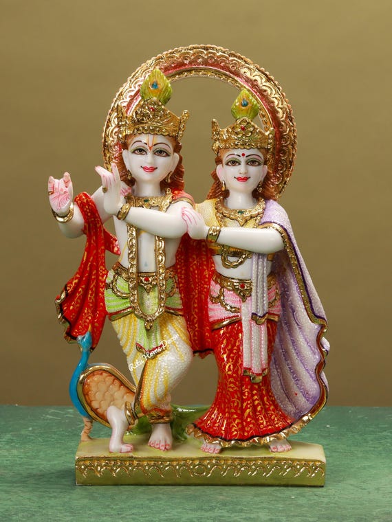Radha Krishna Statue - 11" Radhika Madhav Deity - Gopal Gopi Sculpture - Hindu Love Symbol - Shyam Shyama Idol - Govinda Radharani Idol