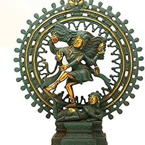 Lord Natraj Statue - Mahadev Sculpture For Home - Antique Finish Shiva Dancing Idol - Divine Dance God Deity - Shankar Bhagwan - Hindu God