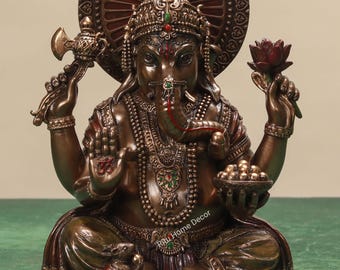 Estatua del Señor Ganesh - Ídolo de Ganpati en pose sentada - Gajanan - Escultura de Ganapathi - Escultura de Dios con cabeza de elefante - Figura de Vinayak - Ekdant