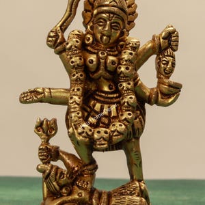 Brass Kali Statue - Kalika Shiva Sculpture - Maa Kali 5&quot; Figurine - Mother Kali Deity - Tantra Goddess Figure - Tantric Ritual God Statue