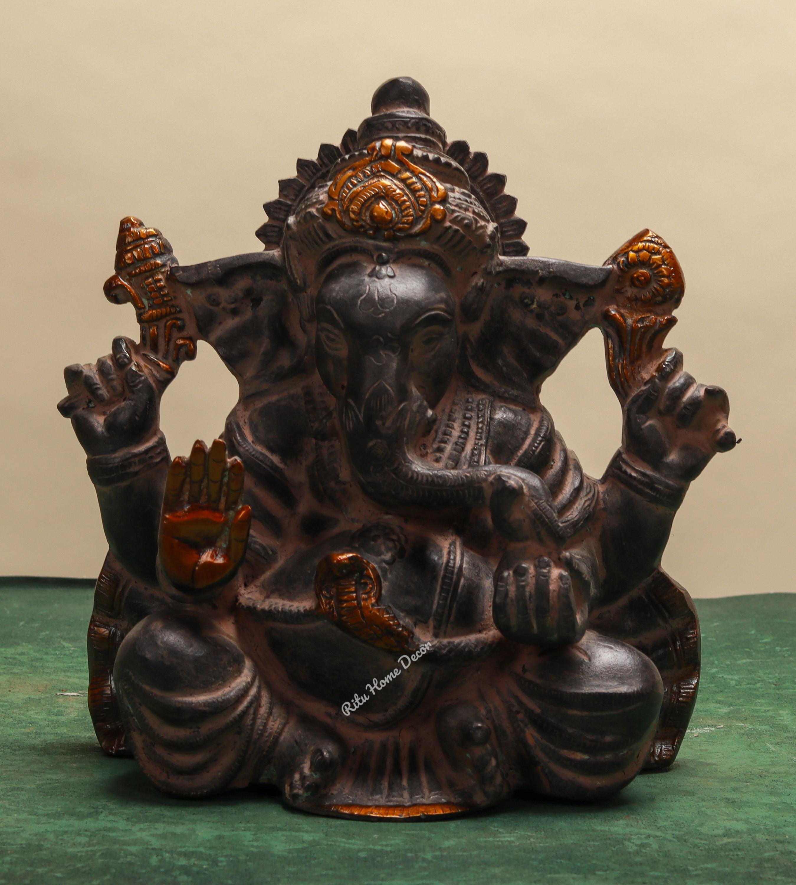 ガネーシャ　Ganesha statue 骨董　置物　antique Wood Ganesha Statue, 17