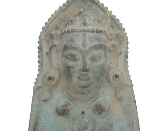 Busto de cabeza de latón de Devi Parvati - Máscara de Maa Gauri para colgar en la pared - Escultura de la cara de Devi - Estatuilla de la diosa hindú - Ídolo de Maa Shakti - Diwali